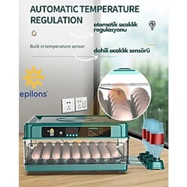 Epo-130My Kuluçka Makinesi 130 Yumurtalık, Yedek Motorlu İncubator ( Lisinya)