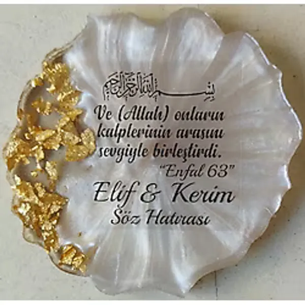 Epoksi Magnet 25 Ad Gold Söz Nişan Nikah Düğün Sünnet Hediye