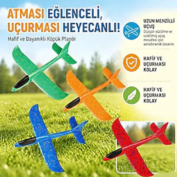 Epp Silikonlu Köpük Planör Uçak Çocuk Eğitici Model Oyuncak - Kırmızı
