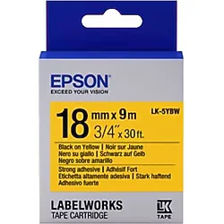 Epson LK-5YBW Güçlü Yapışkanlı Sarı Üzeri Siyah 18mm 9Metre Etiket