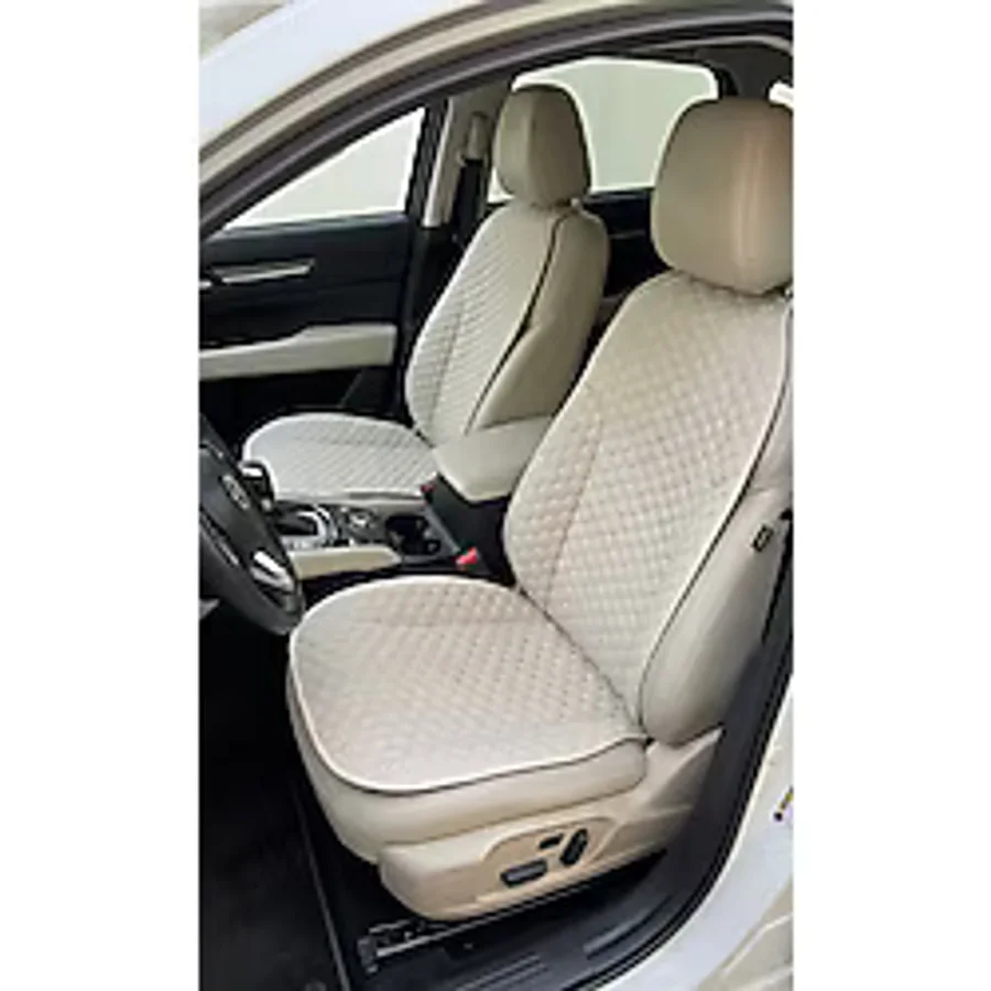 ER-AY OTO TEKSTİL Lüks Kapitone Desenli Antislip Araba Koltuk Koruyucu Üçlü Minder Seti - BEJ (2 Ön ve 1 Arka Set)