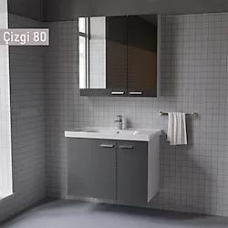 Era Çizgi 80 cm Antrasit Banyo Dolabı