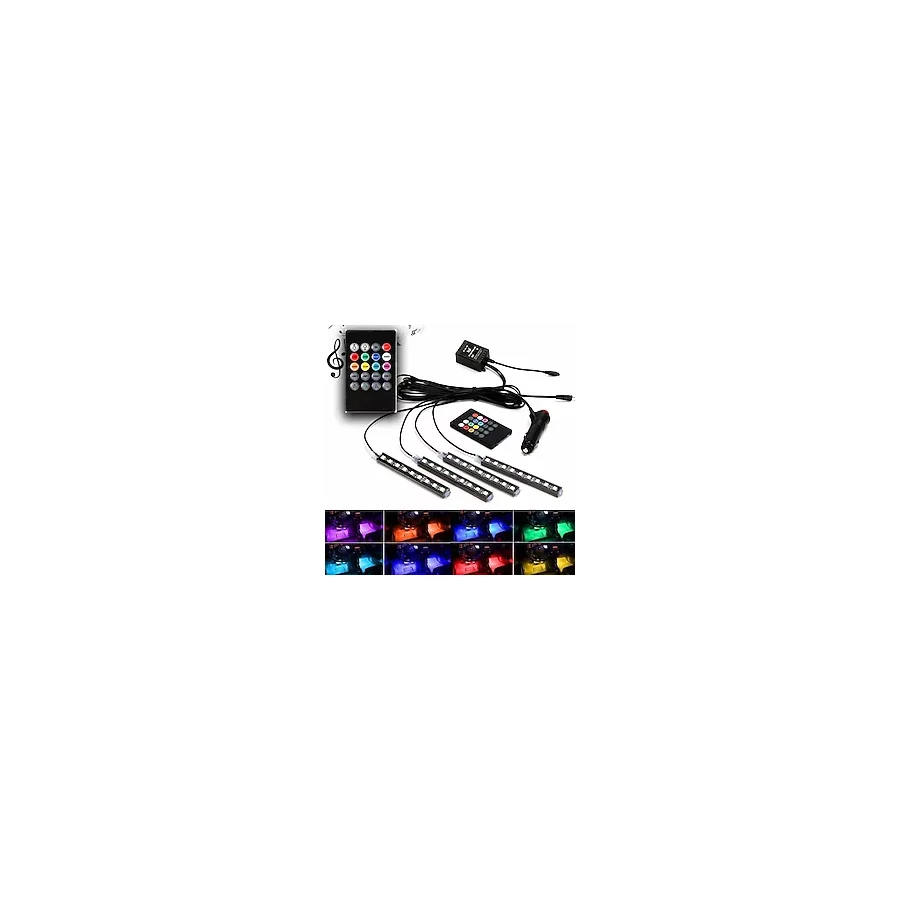 eraks car accesories Araç İçi Ayak Altı Led Kumandalı Sese Duyarlı 12'li - RGB