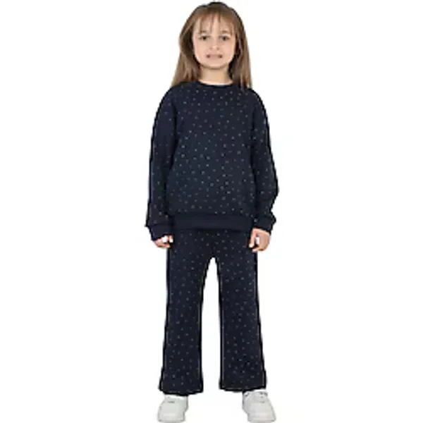 ERDEM KIDS Kız Çocuk Taşlı Pijama Takımı Rahat Kalıp Günlük-Casual Takım İkili Takım