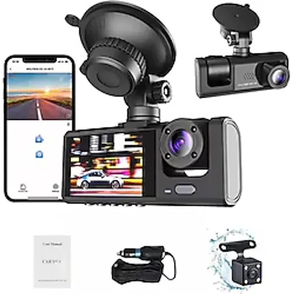 Ergin Group Dvr Wifi Dash Cam 1080p Gece Görüşlü 3 Kameralı Araç İçi Kamera Geniş Görüş Açısı