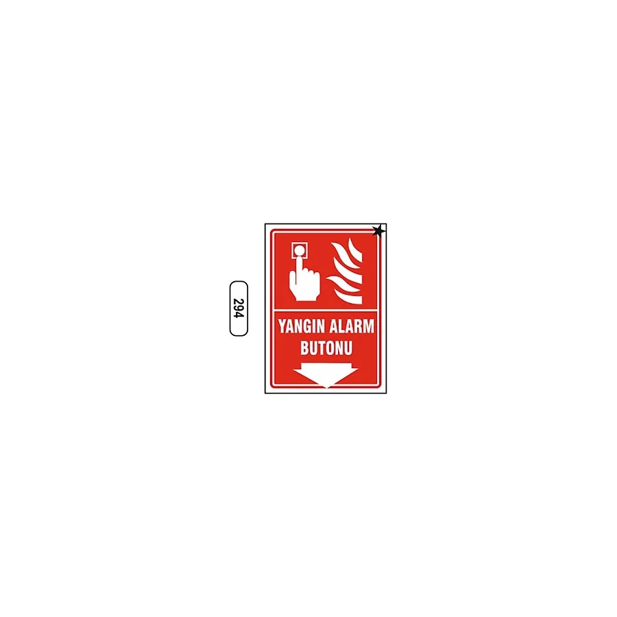 Ergündoğdu 294 Yangın Alarmı PVC Uyarı Levhası 25 x 35 cm