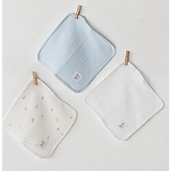 Erkek Bebek Ağiz Mendili 3 Parça Washcloths 20X20