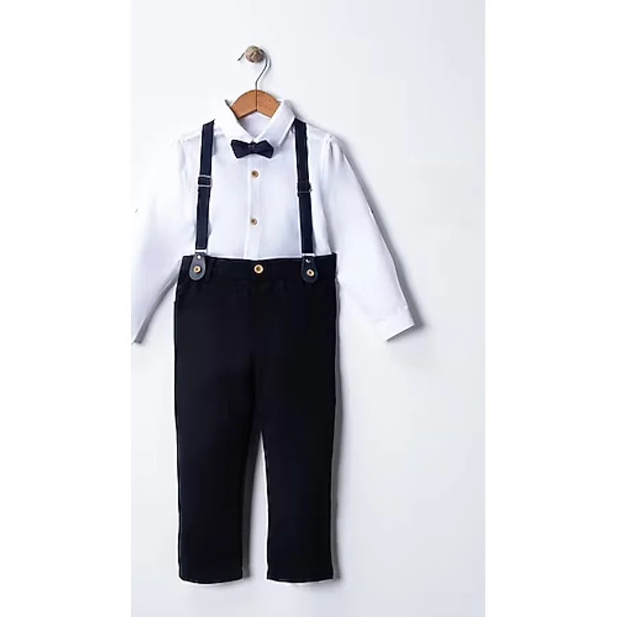 Erkek Bebek & Çocuk Takım Elbise Papyonlu ve Salopet Takım 4 Parça - 8 Yaş
