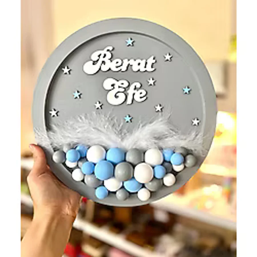 Erkek Bebek Kapı Süsü-balonlu Bubble Kapı Süsü- Bej