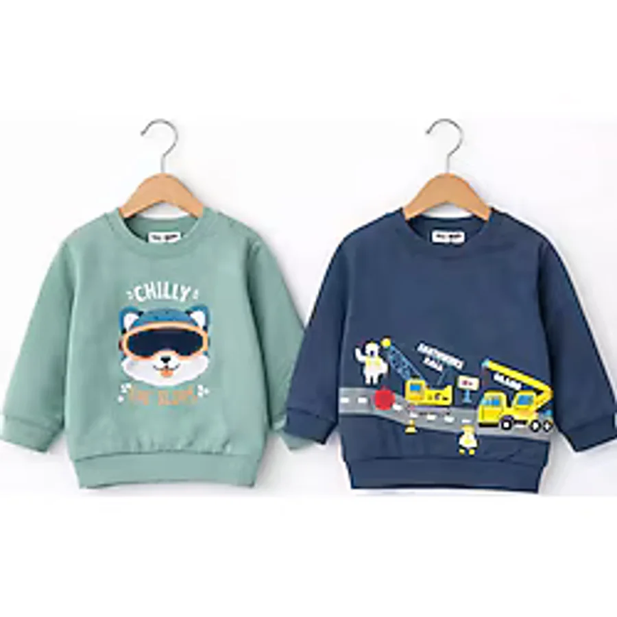 Erkek Bebek Pamuklu Sweatshirt - Desenli Model 6 Ay
