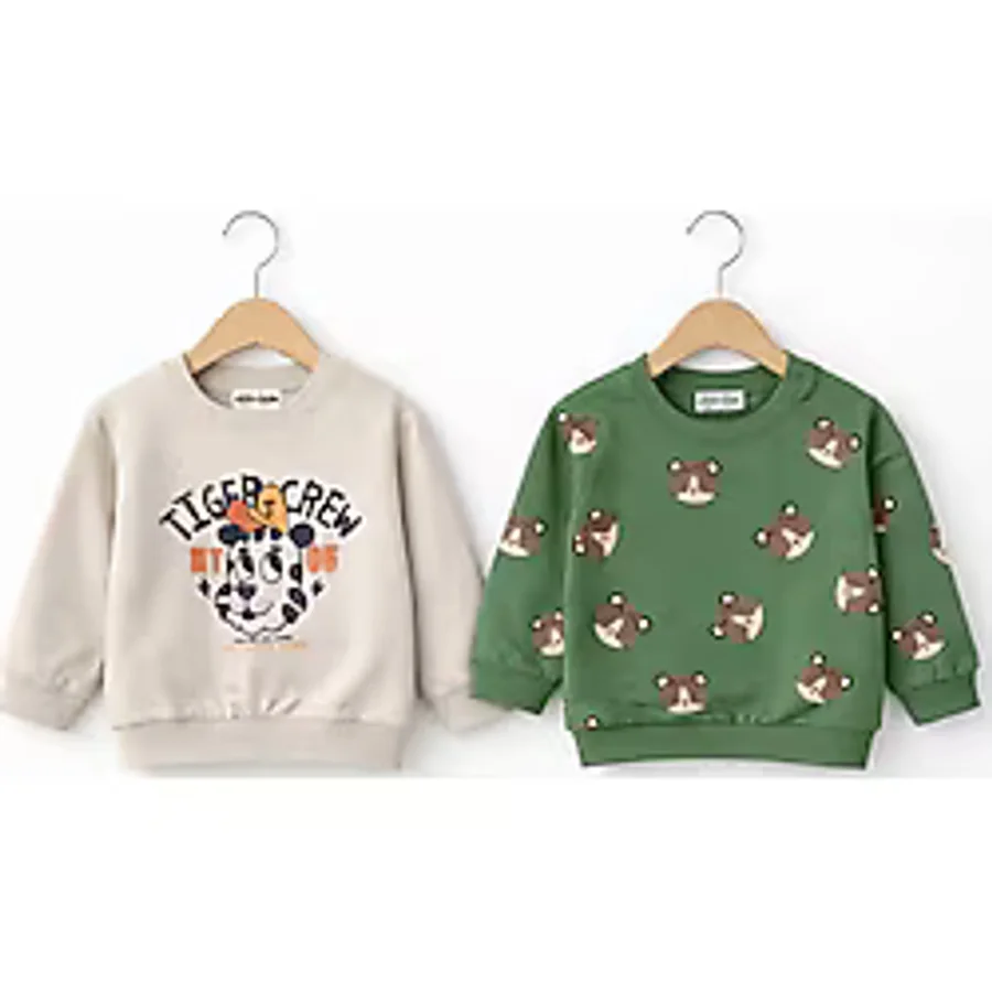 Erkek Bebek Pamuklu Sweatshirt - Desenli Model 9 Ay