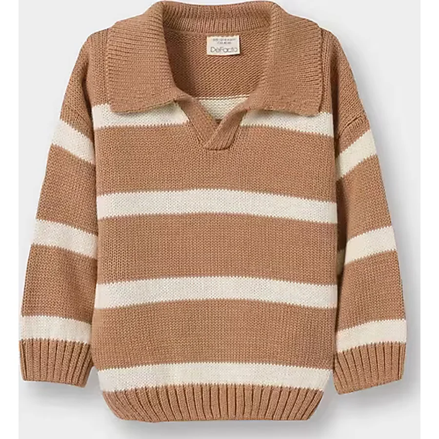 Erkek Bebek Polo Yaka Çizgili Kazak
