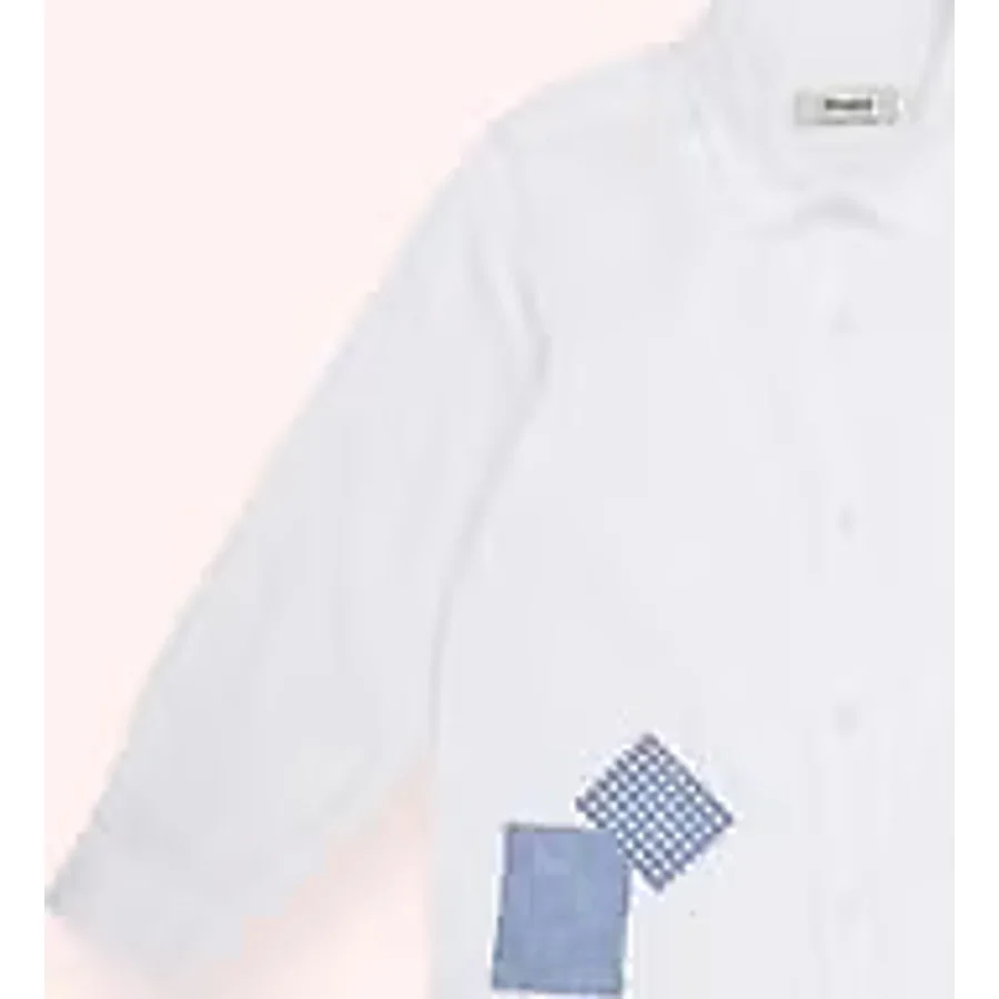 Erkek Çocuk Patch Detaylı Gömlek Beyaz