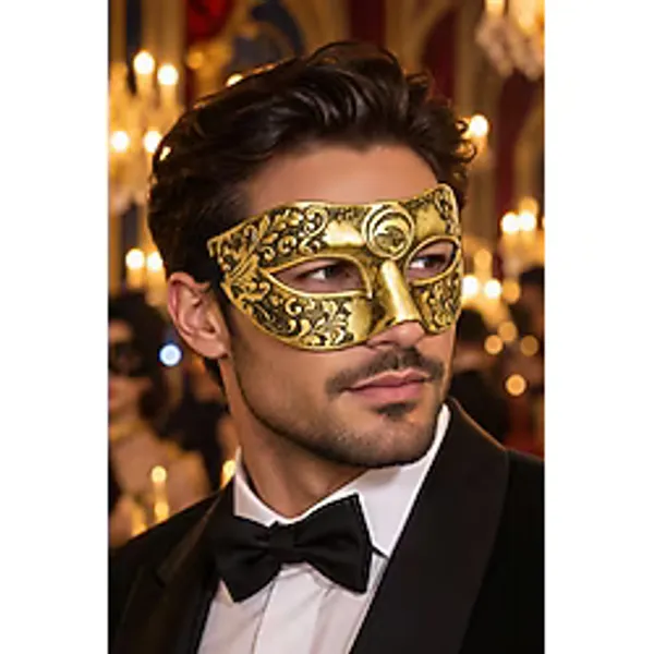 Erkek Gold Venedik Balo Maskesi Halloween Parti Maskesi Cadılar Bayramı Davet Kostüm Aksesuarı