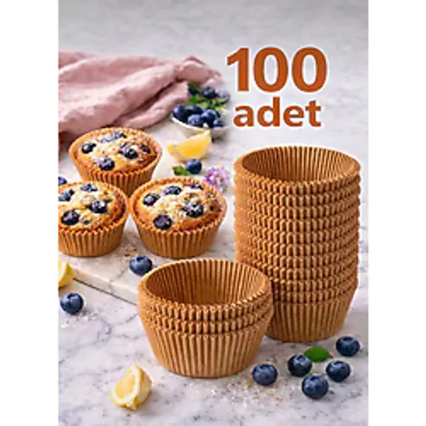 ermaslicon 100 Adet Kraft Kağıt Muffin Cupcake Kapsülü Yağ Geçirmez Kek Kalıbı Fırın Kağıdı