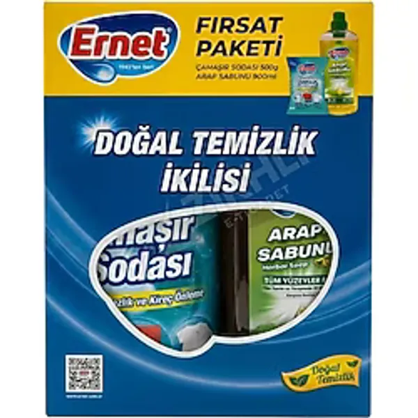 Ernet Çamaşır Sodası 500 gr + Sıvı Arap Sabunu 900 gr 2'li Set