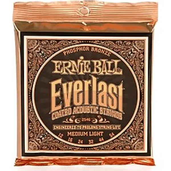 Ernie Ball Everlast Orta Hafif Kaplamalı Fosfor Bronz Akustik Gitar Telleri, Ölçü 12-54