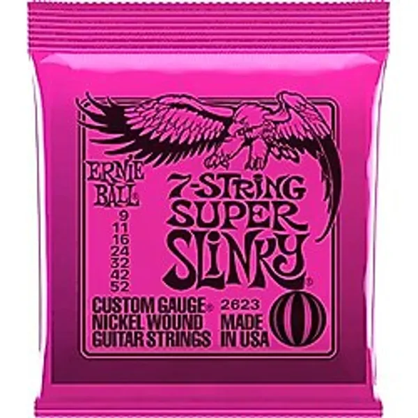 Ernie Ball Super Slinky 7 Telli Nikel Yara Elektro Gitar Telleri, Ölçü 9-52