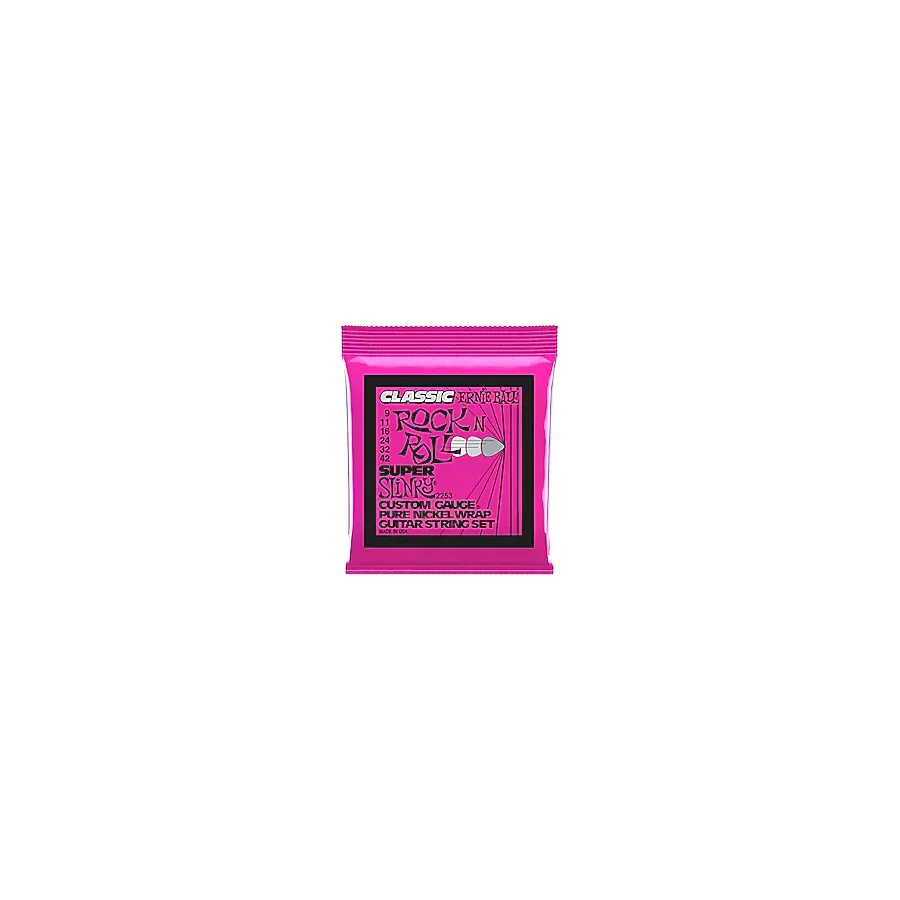 Ernie Ball Süper Slinky Klasik Rock 'N' Roll Elektro Gitar Telleri, Saf Nikel Yara, Ölçü 9-42