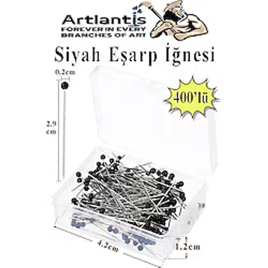Eşarp İğnesi Siyah 400 Lü 1 Paket Türban İğnesi Başörtüsü Toplu İğne Şal Düğün Nikah Nişan Kına Sünnet Takı İğnesi