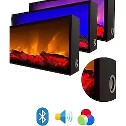 Esha Home Dekoratif Elektrikli Yapay Şömine Farklı Renk Modları, Kumandalı, Bluetooth 100X35 Cm.