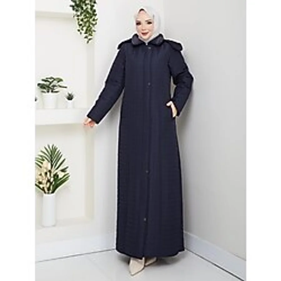 Eslemnur 140CM Içi Velboalı Kapitone Mont - 44 - Lacivert