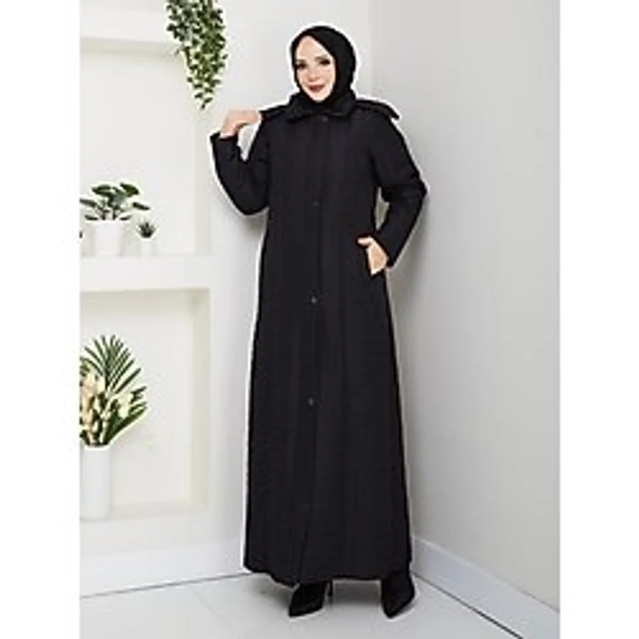Eslemnur 140CM Içi Velboalı Kapitone Mont - 48 - Siyah