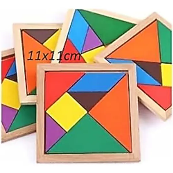 Esmay Ahşap Kare Tangram Zeka Oyunu Renkli 7 Parça 11x11 Cm gnsRKFaz2989