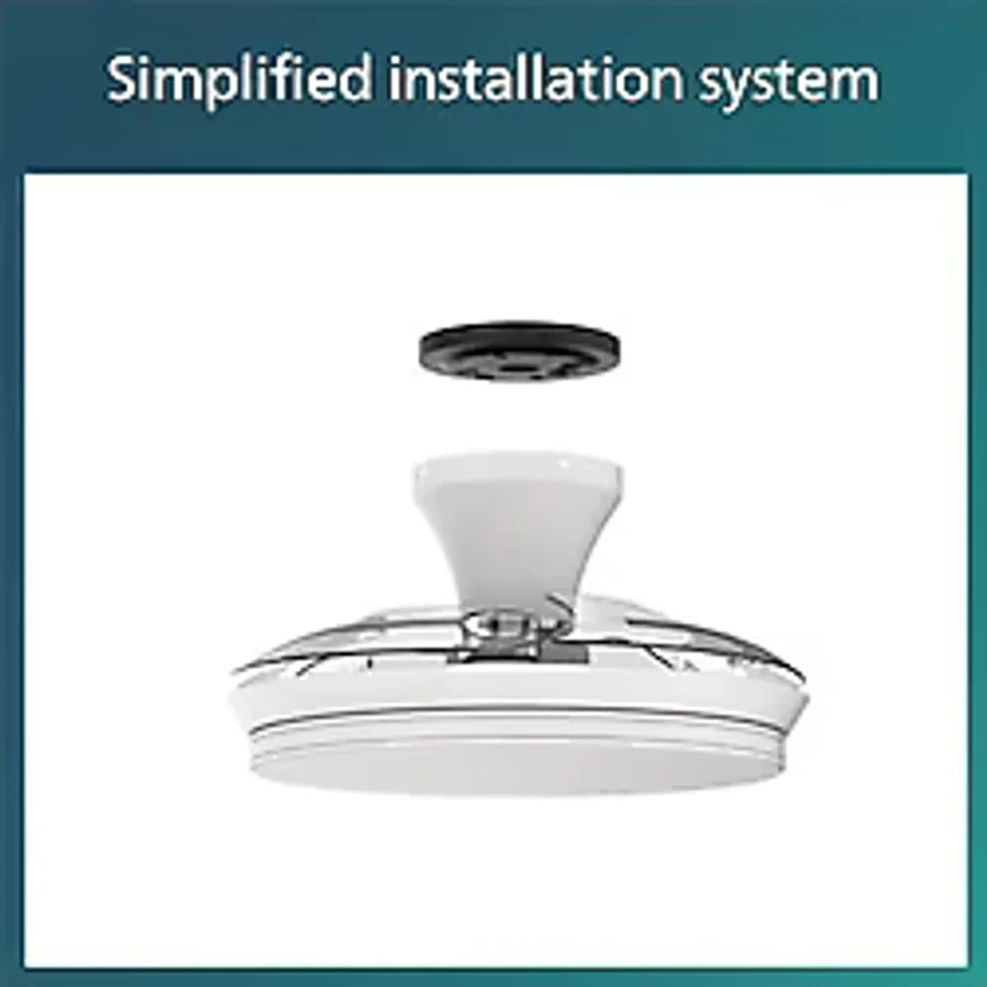 Esmo Home Dc Fan Ceiling Tavan Vantilatörlü Armatür, Açılır/kapanır Kanatlı, Kumandalı, Sarı/beyaz Işık 28W+35W - Beyaz - 001-Siyah