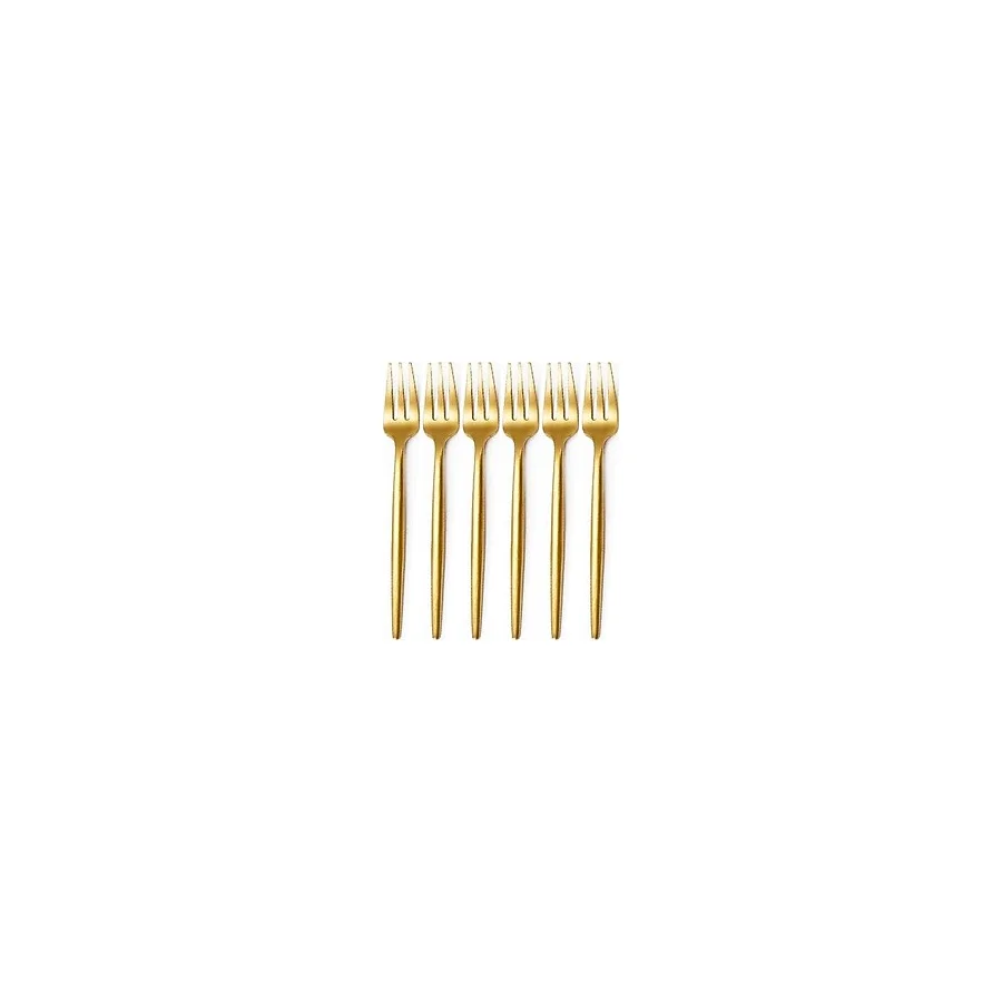 Esmo Home Limon ve Fondü Çatalı Seti, Çelik, 13 Cm, Altın Kaplama, Sarı, 6 Parça - 0,65 gr