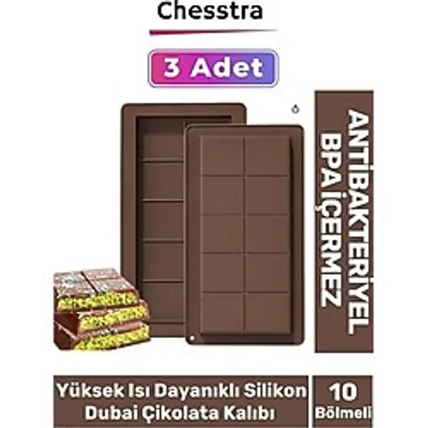 Esnek Bpa İçermez Yüksek Isı Dayanıklı Meşhur Dubai Çikolata Silikon Kalıbı 3 Adet