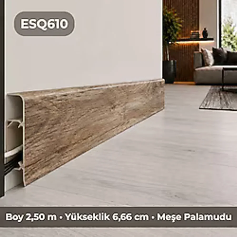 Esquero Kablo Kanallı Pvc Süpürgelik 6,66 cm - Meşe Palamudu - ES