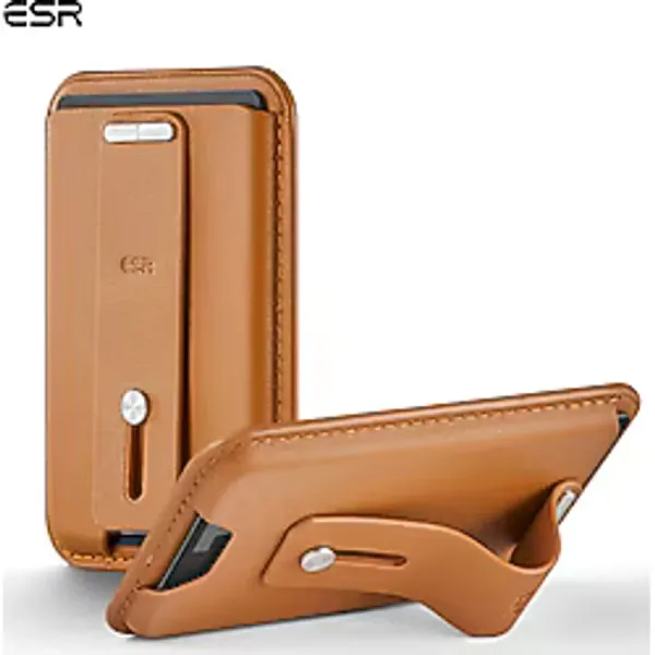 Esr Halolock Magsafe Uyumlu Ayarlanabilir 3 Kartlık Yüzüklü Suni Deri Cüzdan - Caramel Brown Karamel Kahve Açık Kahverengi
