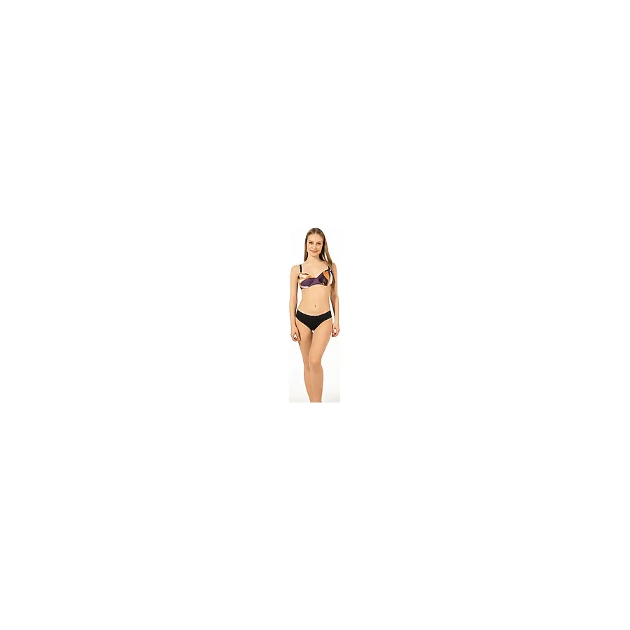 Estiva Kadın Üstü Desenli Toparlayıcı Balenli Bikini Takımı - Mor