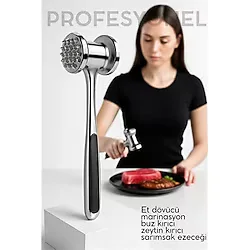 Et Dövücü Tokmağı Profesyonel Paslanmaz Çelik Marinasyon Çekici & Zeytin Kırıcı - 22 Cm