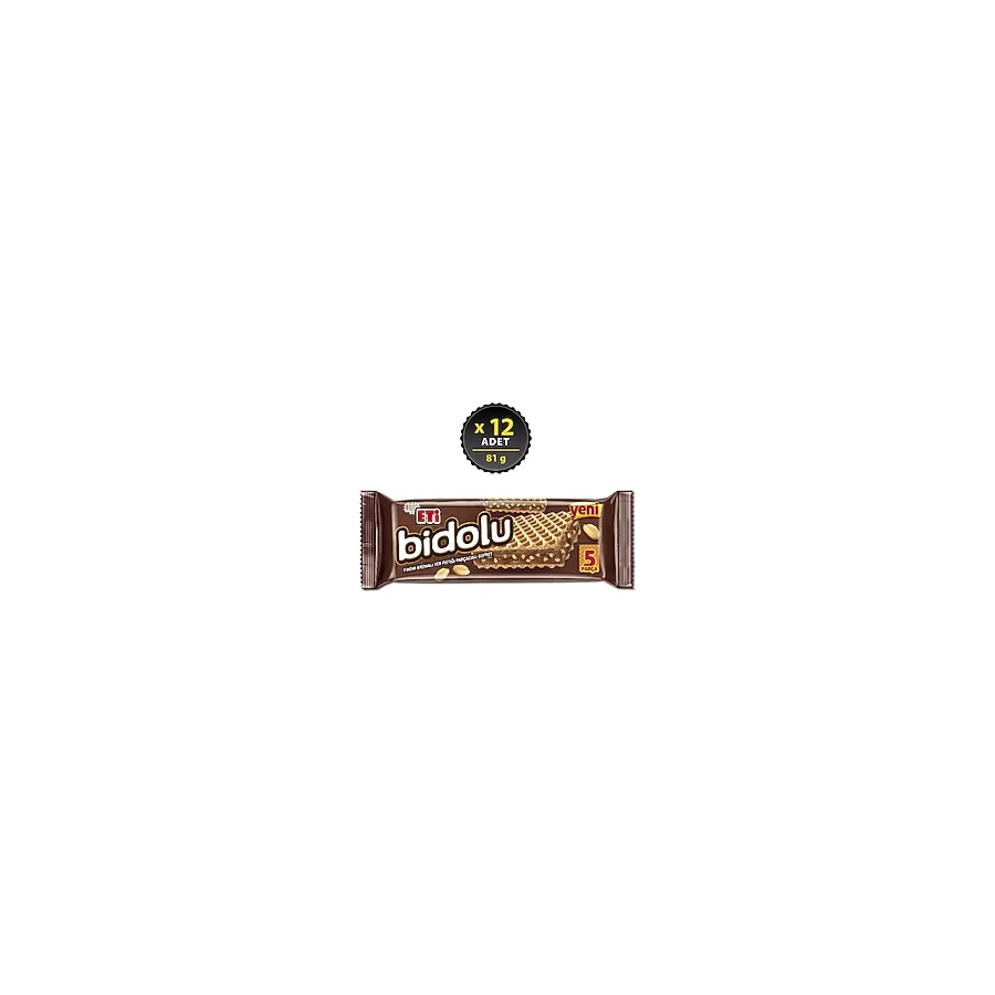Eti Bidolu Fındık Kremalı Yerfıstıklı Gofret 81 gr 12'li