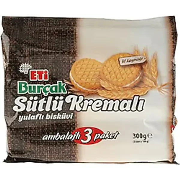 Eti Burçak Sütlü Kremalı Bisküvi 3x100 gr