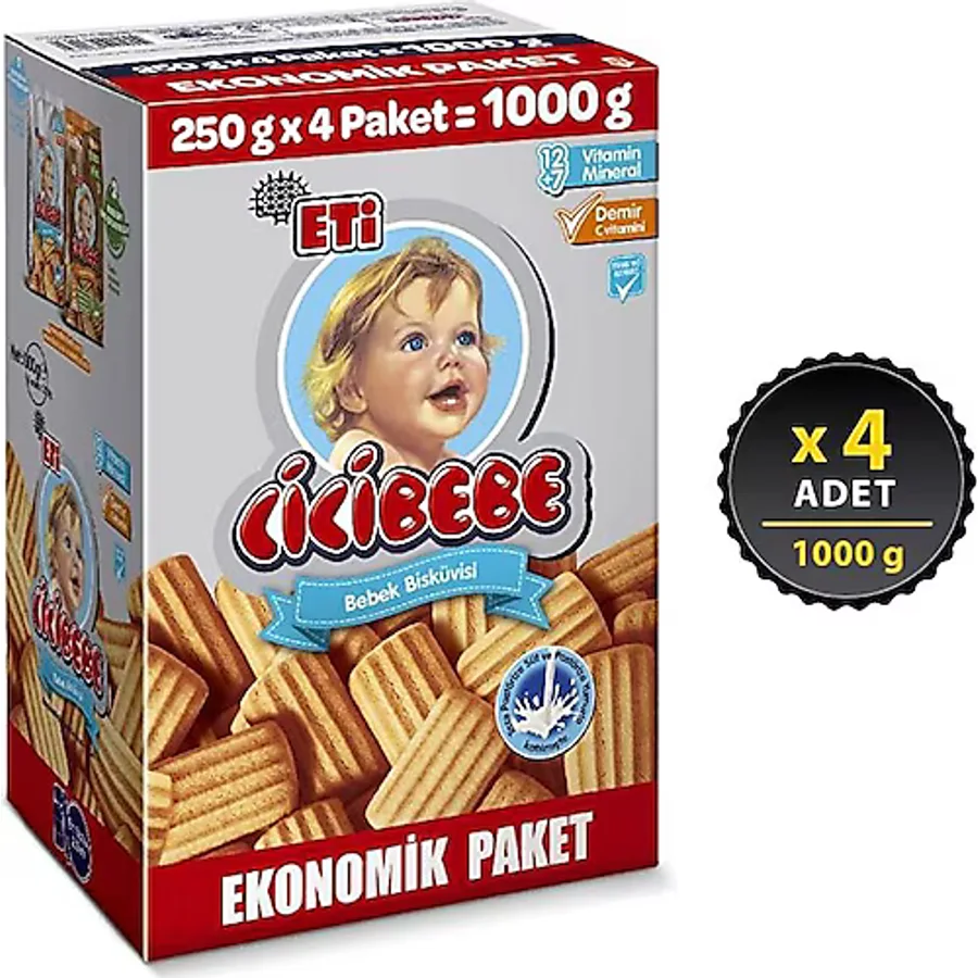 Eti Cicibebe Bisküvi 1000 gr 4 Adet