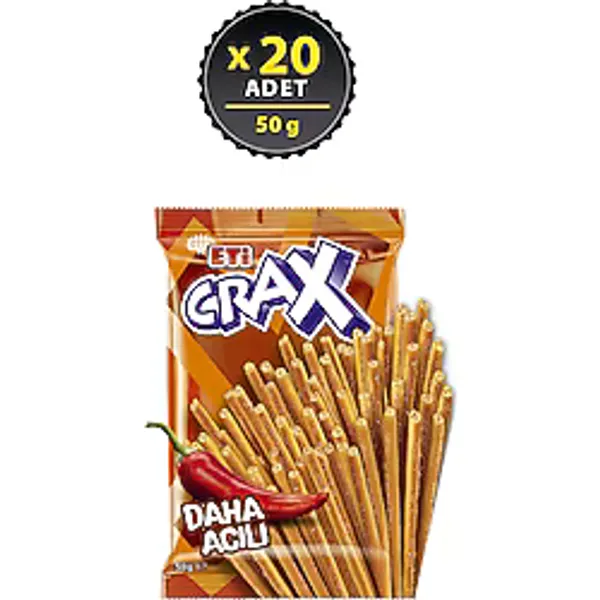 Eti Crax Acılı 50 gr 20'li Paket Çubuk Kraker