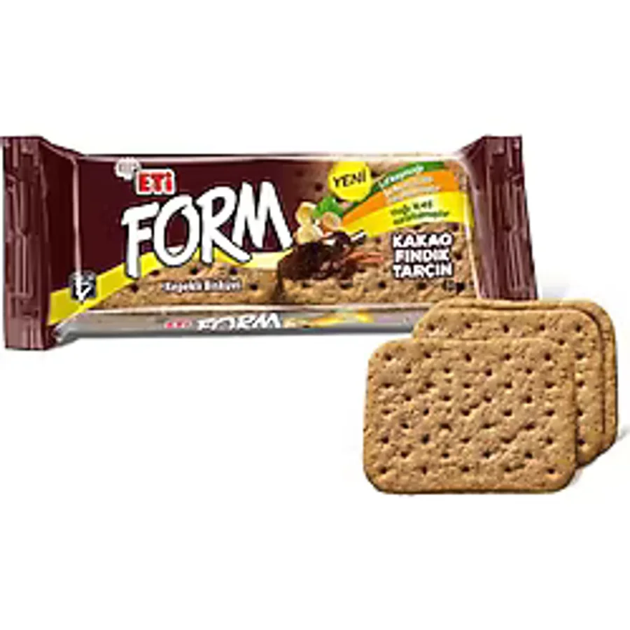 Eti Form Kakaolu, Fındıklı Tarçınlı Kepekli Bisküvi 40 g x 24 Adet