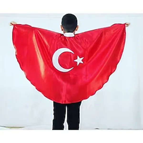 Etkinlik Dünyam 23 Nisan/pelerin/bayrak/türk Bayrağı Tasarımlı Çocuk Pelerini