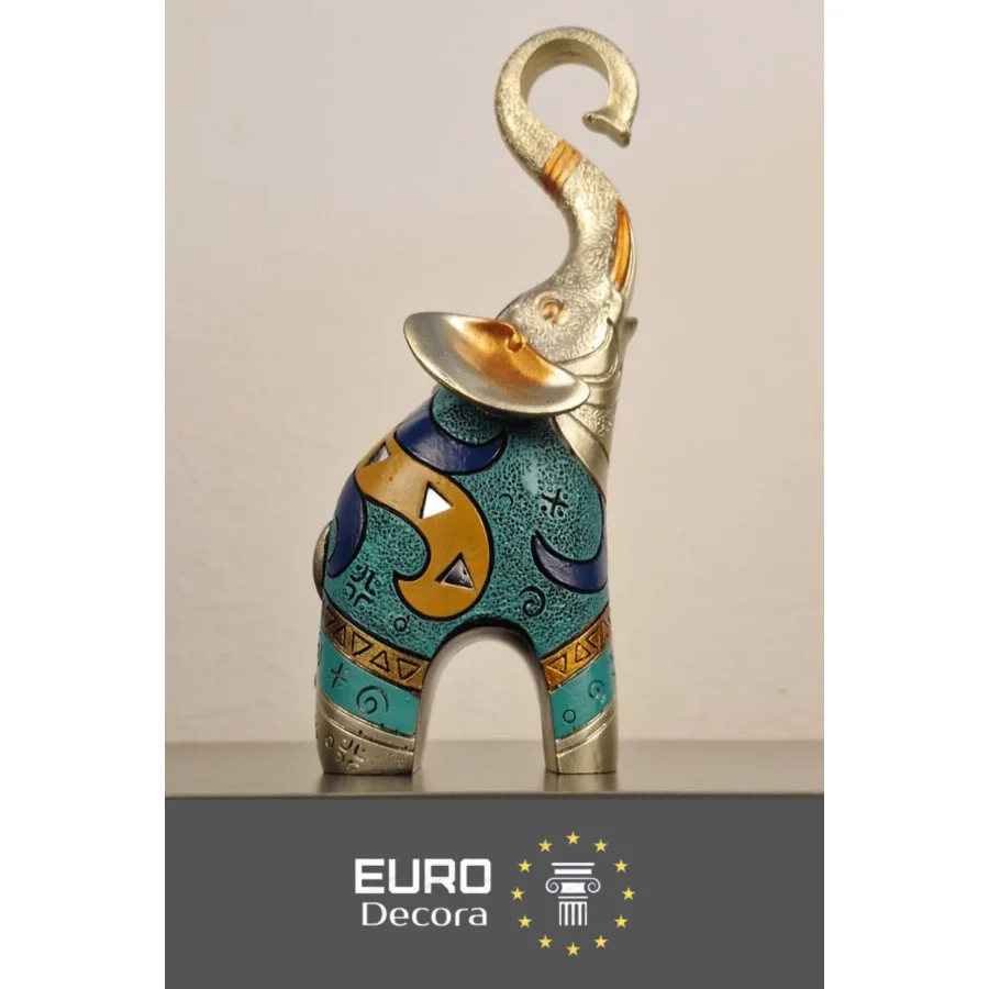 Euro Decora Dekoratif Romantik Fil Küçük Boy 21.5 Cm Hediyelik Eşya Obje Biblo Lüx Modern Ev & Ofis Süs Eşyası