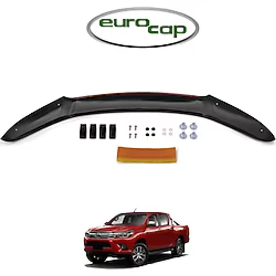 EUROCAP Toyota Hilux Ön Kaput Koruma Rüzgarlığı 3mm Akrilik (ABS) Parlak Siyah Deflektör 2015-2020