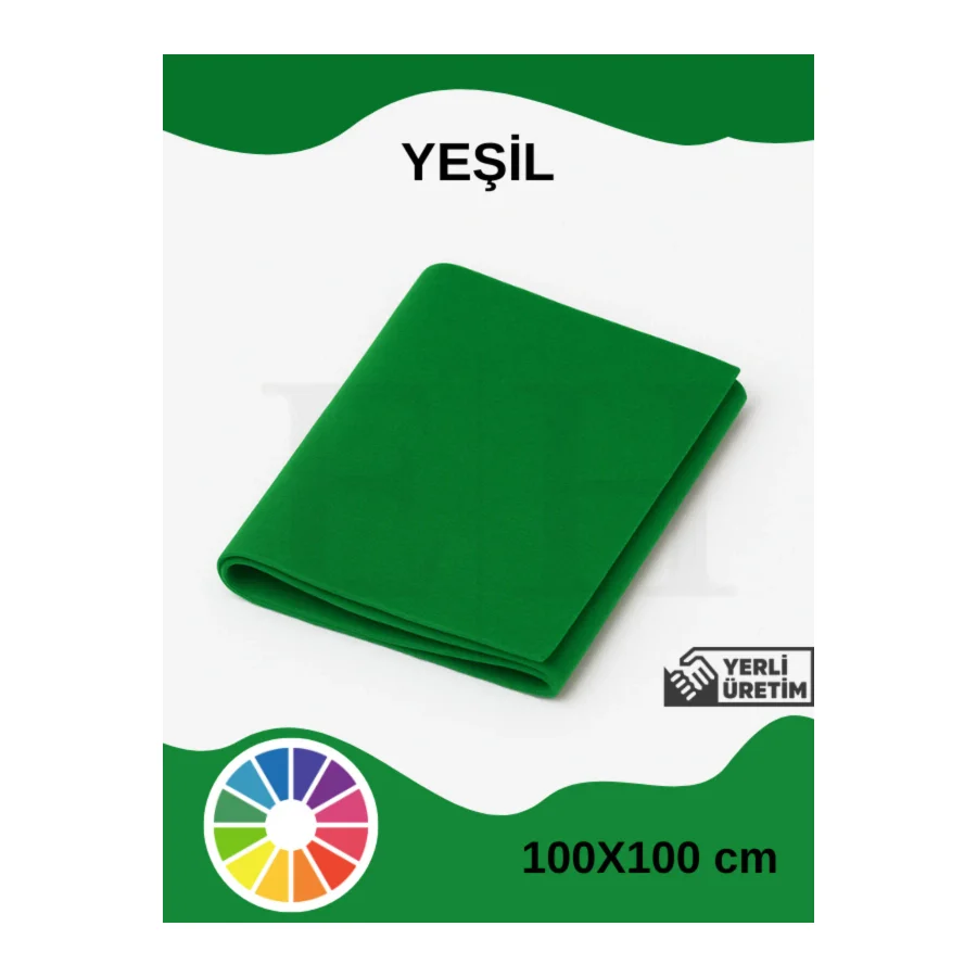 EUROLUXE Yeşil Renk Metrelik Ince Keçe Kumaş Keçe 1 Mm Aktivite Keçesi Renkli Keçe 1 Metre (100 Cm X 100 Cm)