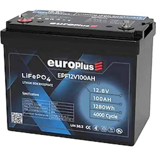 Europlus 12.8 V 100 Ah Lifepo4 Lityum Solar Akü