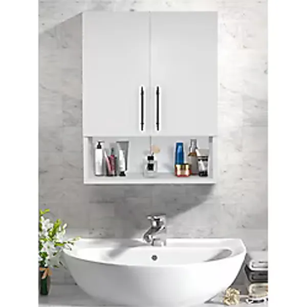 Ev Gereçleri Çok Amaçlı Banyo Dolabı, Ecza Dolabı, 2 Kapaklı Dolap, Hol, Banyo, Ofis, Beyaz,