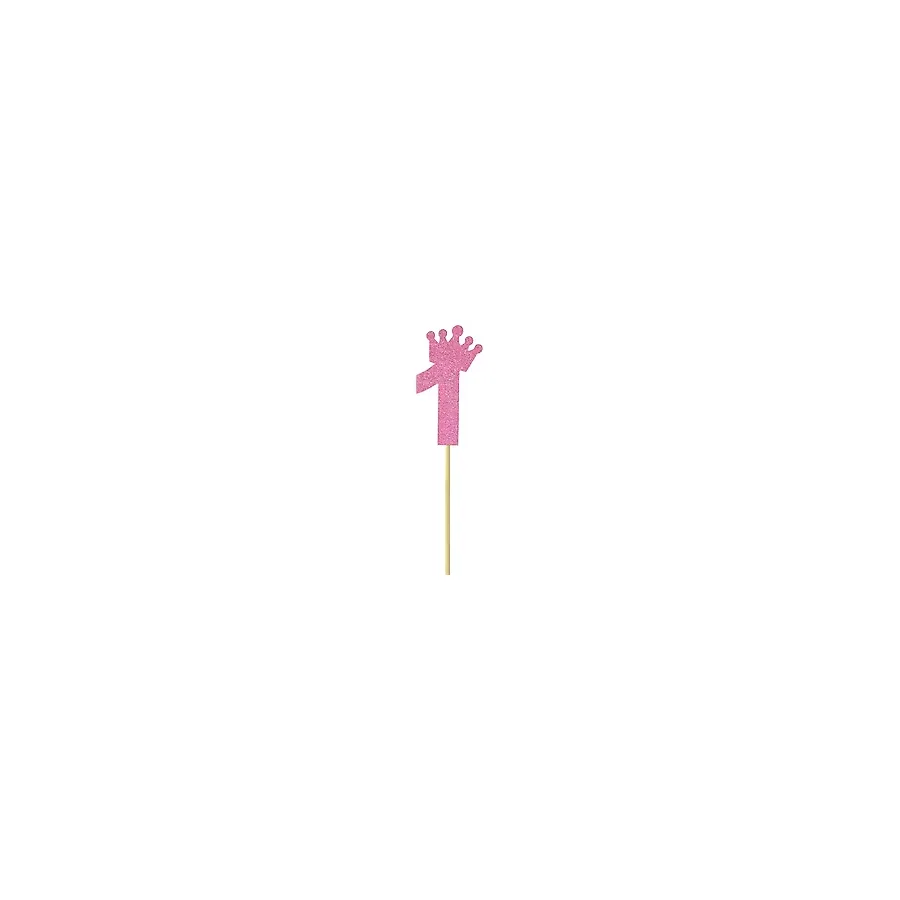 Eva Simli Rakam Pasta Süsü, 19cm x 7,5cm - 1 Adet Pembe 1