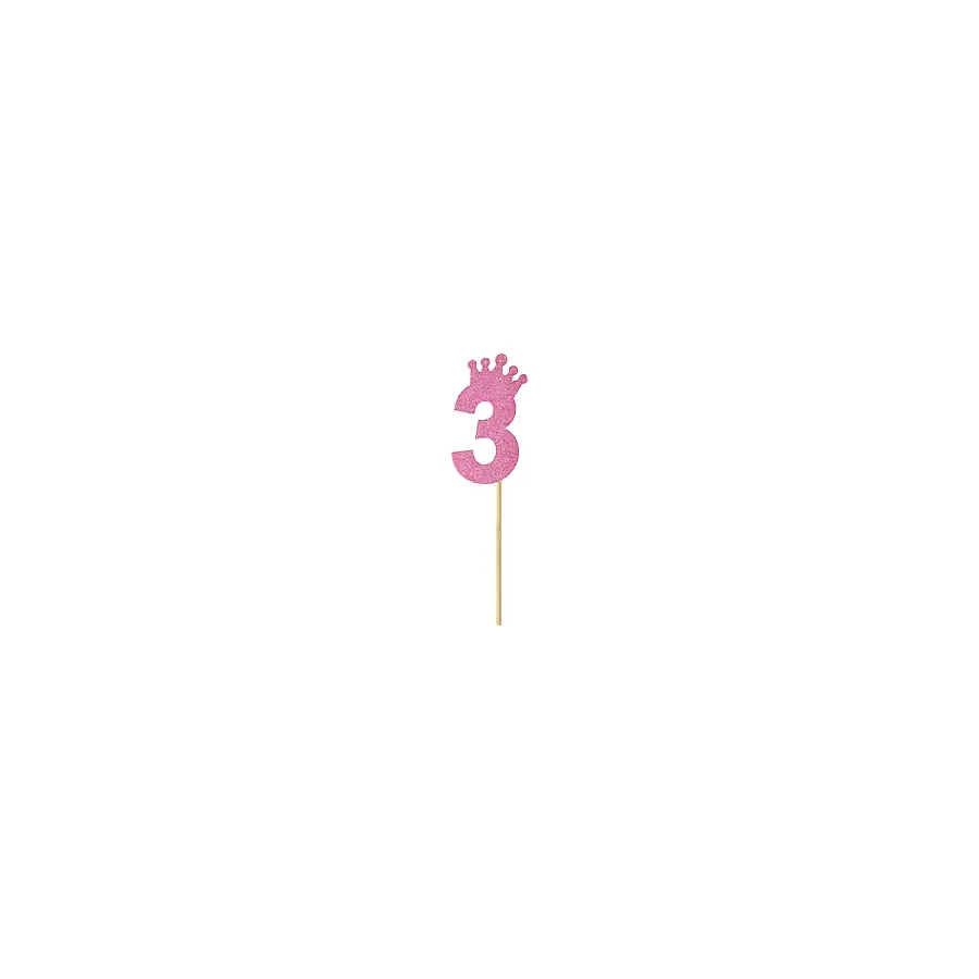 Eva Simli Rakam Pasta Süsü, 19cm x 7,5cm - 1 Adet Pembe 3