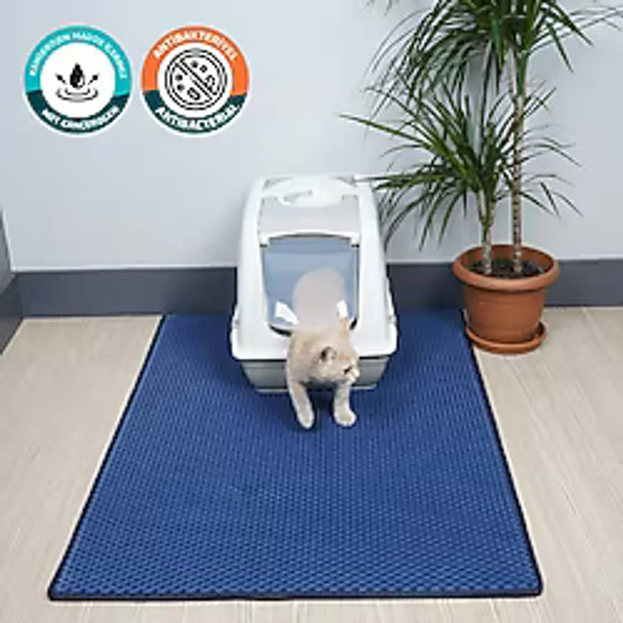 Eva Türkiye 100x110 cm Kedi Tuvaleti Önü Paspası Kedi Kumu Paspası - Lacivert