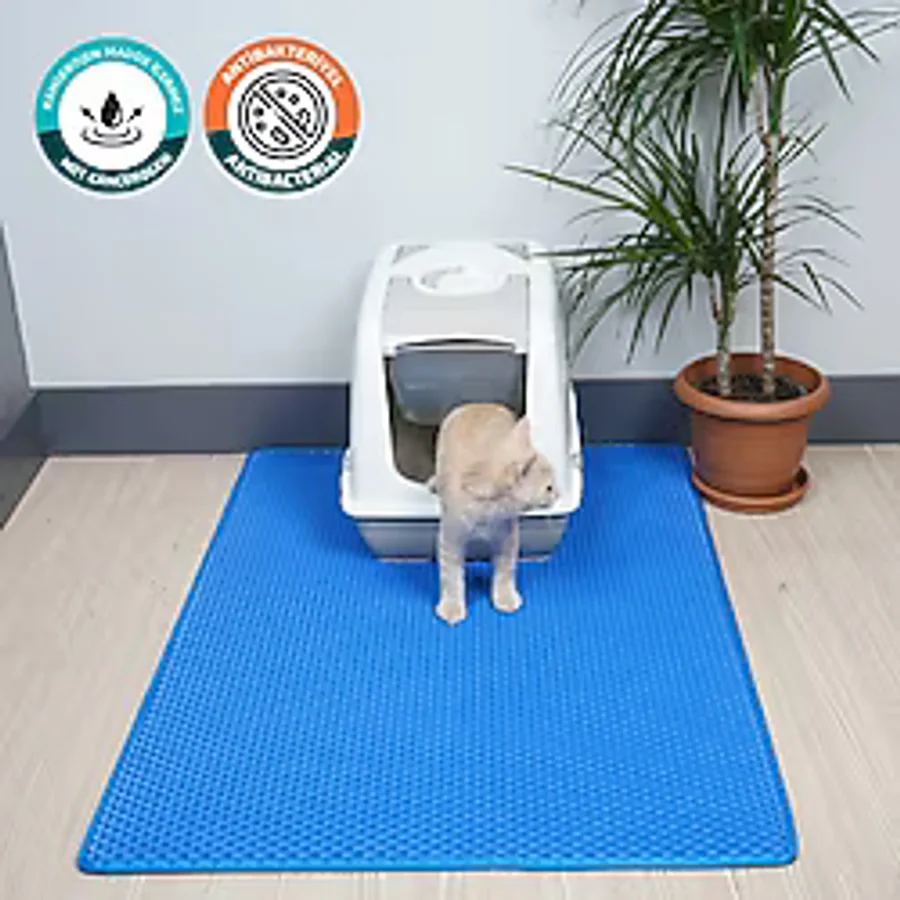 Eva Türkiye 100x110 cm Kedi Tuvaleti Önü Paspası Kedi Kumu Paspası - Mavi
